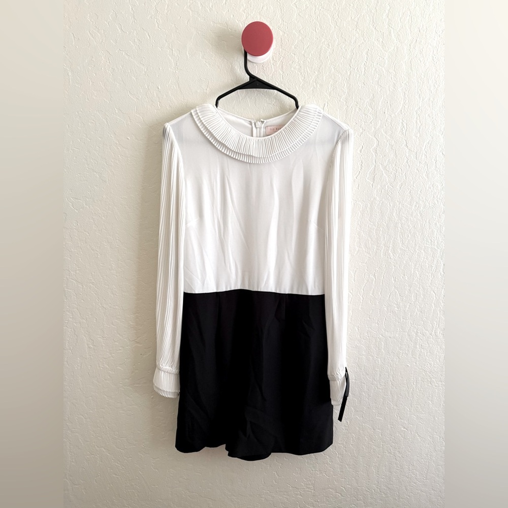Ted Baker Elegant Black and White Long Sleeve Romper